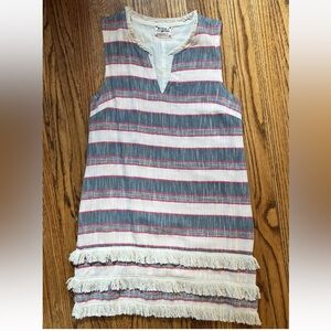 Anthropologie Holding Horses Sleeveless Fringe Boho V-Neck Shift Dress Size 6